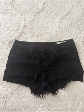 rag & bone Black Frayed Hem Denim Cutoff Shorts